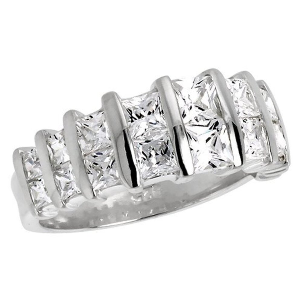Sterling Silver Princess Wedding Band 6 7 8 9 10
